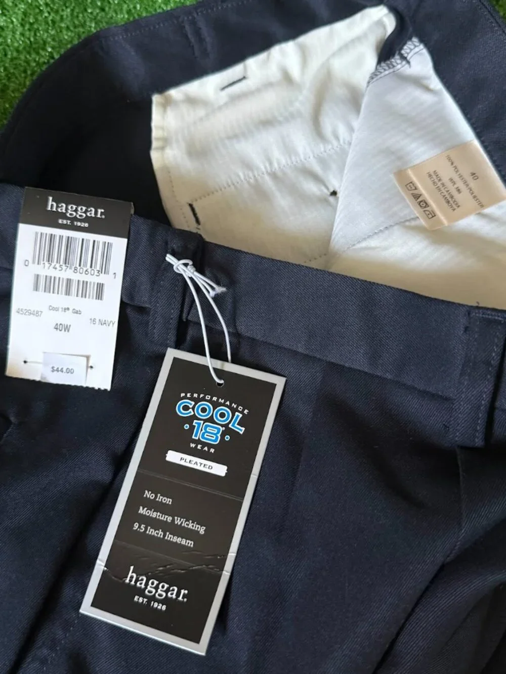Haggar Cool 18 Performance Golf Shorts Men's Size 40 Navy Classic Pleated NWT